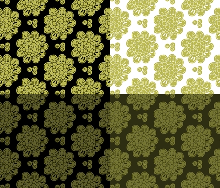 Collection of floral seamless patterns in victorian style. Vector illustration.のイラスト素材