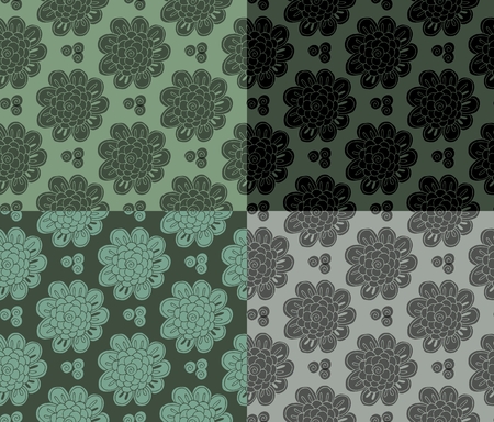 Collection of floral patterns. Set of decorative vector backgrounds. Can be used for wallpapers, textiles, fabrics, textures, wrapping paper, card, invitation.のイラスト素材