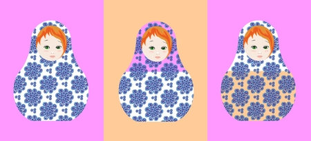 Cute russian dolls - matrioshka. Can be used for chocolate and sweets packaging design. Vector illustration.のイラスト素材