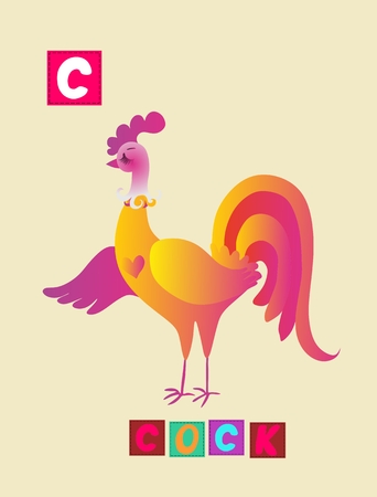 Cute cartoon english alphabet with colorful image and word.のイラスト素材