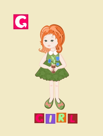Cute cartoon english alphabet with colorful image and word.のイラスト素材