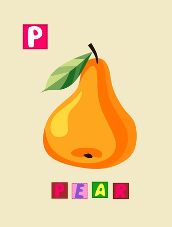 Cute cartoon english alphabet with colorful image and word.のイラスト素材