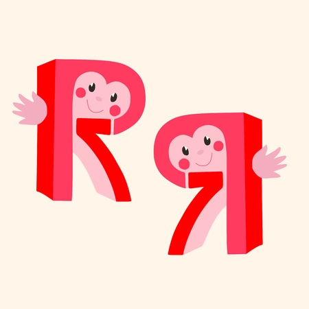 Funny vector logotype. Letter R. Number 7.のイラスト素材