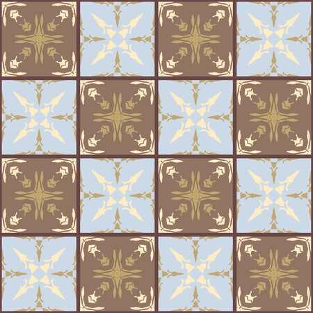 Moroccan ceramic tiles. Cute patchwork pattern in cool tones. Vector illustration. Pillowcase.のイラスト素材