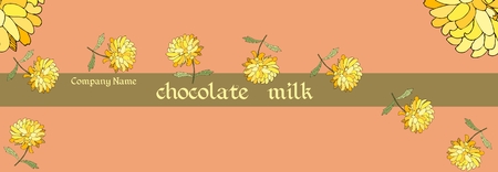 Chocolate packaging design. Vector template with yellow flowers.のイラスト素材