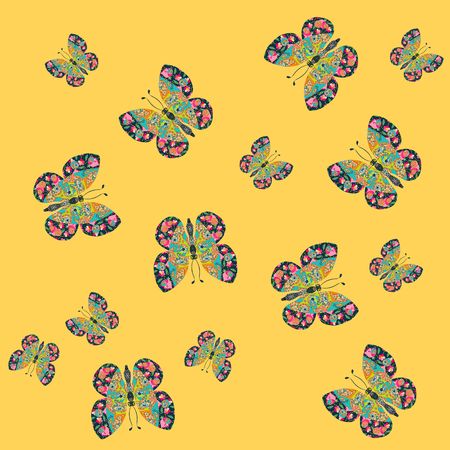 Beautiful butterflies. Patchwork.の写真素材