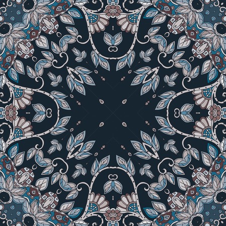 Decorative floral ornament. Can be used for cards, bandana prints, kerchief design, tablecloths and...