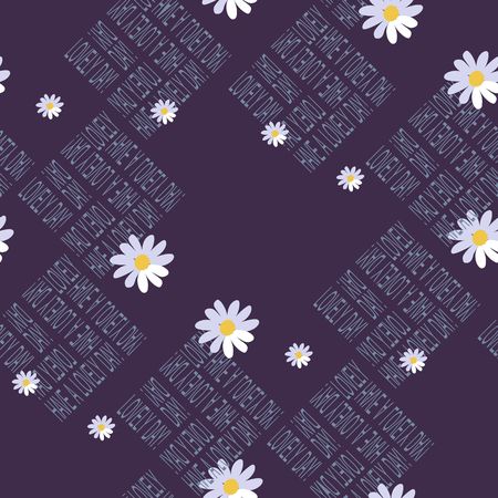 Print for fabric with daisies and text "Have a lovely day". Seamless vector pattern -1.のイラスト素材
