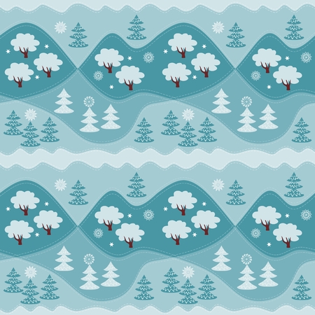 Winter endless pattern. Print for fabric, paper, wallpaper, wrapping. Vector illustration. Woodland.のイラスト素材