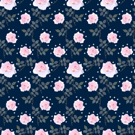 Seamless floral pattern with cute light pink roses. Vector illustration.のイラスト素材