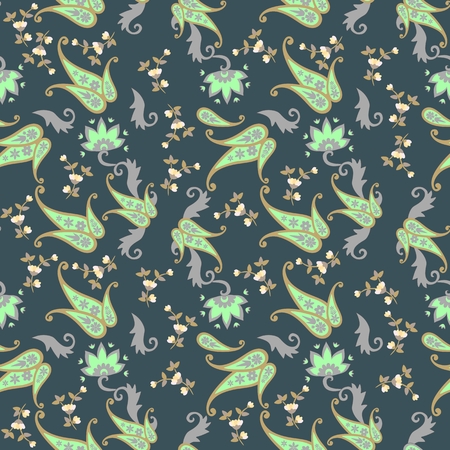 Delicate seamless floral paisley pattern. Oriental vector background. Trendy print for fabric. Ethnic motives.のイラスト素材