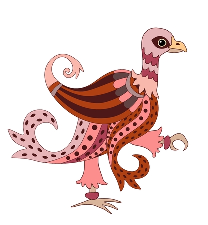 Vulture isolated on white in folk style. Beautiful vector illustration.のイラスト素材