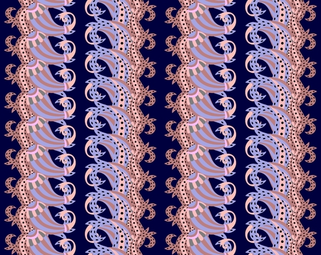 Stylized striped seamless paisley pattern in vector. Beautiful ethnic print for fabric.のイラスト素材