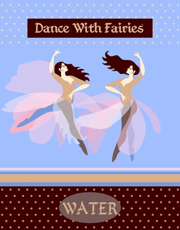 Water.  Collection of posters with dancing women, depicting the four elements.のイラスト素材