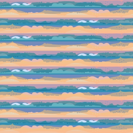 Abstract landscape striped seamless pattern. Print for fabric. Beautiful collection.のイラスト素材