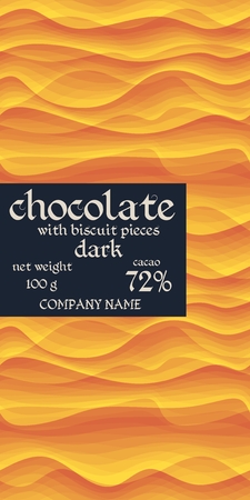 Chocolate bar package design with simple waved background in yellow and orange colors.のイラスト素材