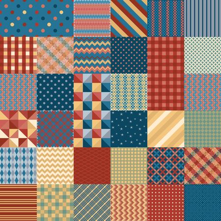Patchwork seamless pattern with decorative ornaments. Tapestry. Print for fabric and textile. Colorful quilting design.のイラスト素材