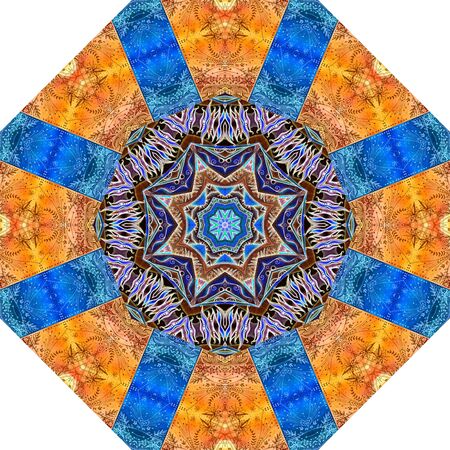 Colorful octagon mandala pattern with decorative ornament. Beautiful print for umbrellaの写真素材