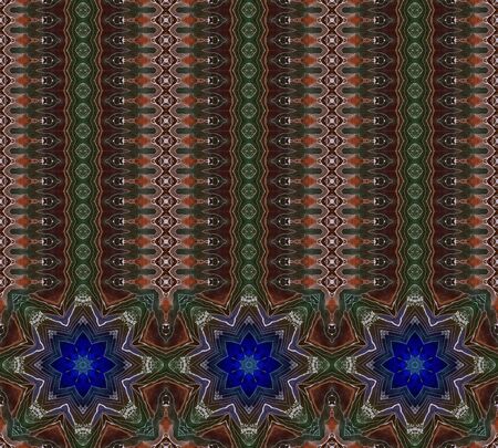 Seamless pattern with ethnic ornament and stylized floral border. Beautiful print for fabric,...