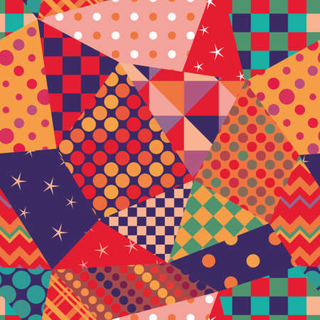 Multicolor seamless patchwork pattern. Bright print for fabric.