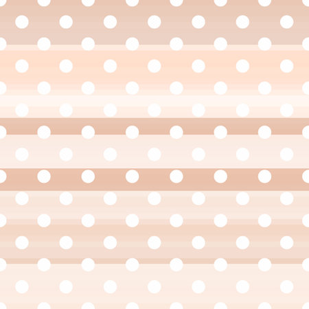 Seamless pattern with polka dot ornament on striped background in light brown and beige colors.のイラスト素材