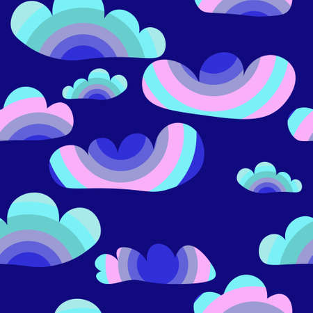 Seamless vector pattern. colorful clouds on a background of blue skyのイラスト素材