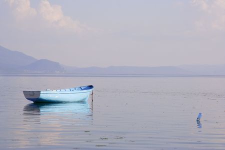 Empty fishing boatの写真素材