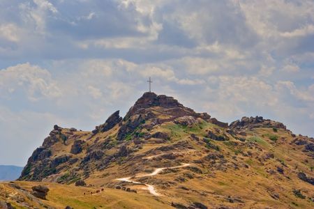 Gravel road and rocks ahead in Macedoniaの写真素材