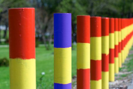 Colored street polesの写真素材