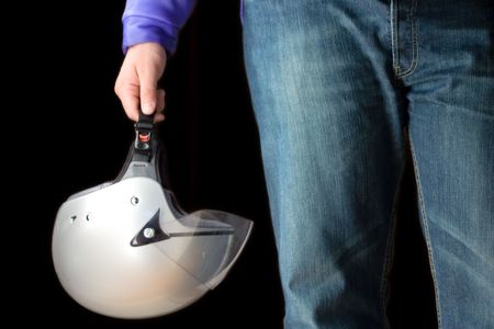 Portrait of a bikerの写真素材