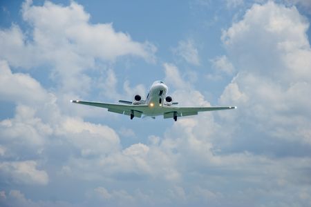 Large passenger plane attempting to land on Corfu island, Greece