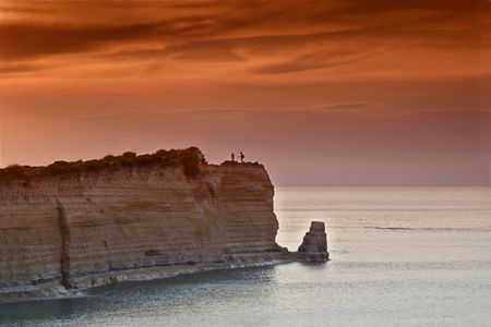Sunset over Sidari at Corfu island, Greeceの写真素材