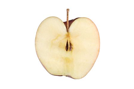 Sliced apple against white backgroundの写真素材