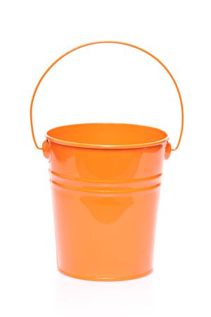 Orange bucket isolated on white backgroundの写真素材