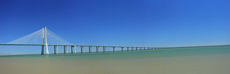 Vasco da Gama Bridge over the Tagus river in Lisbon, Portugal