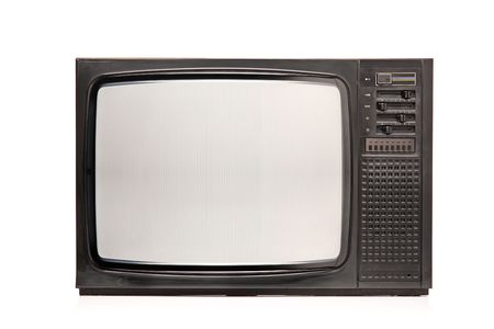 Retro TV isolated on white backgroundの写真素材