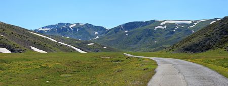 A road to village Galichnik in Macedoniaの写真素材