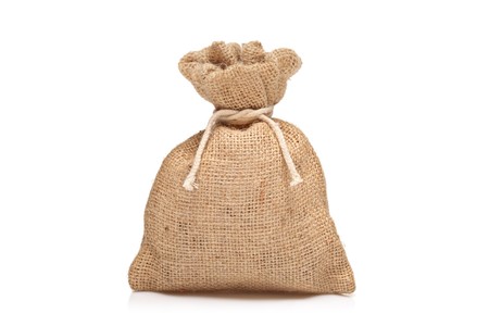 A money bag against white backgroundの写真素材