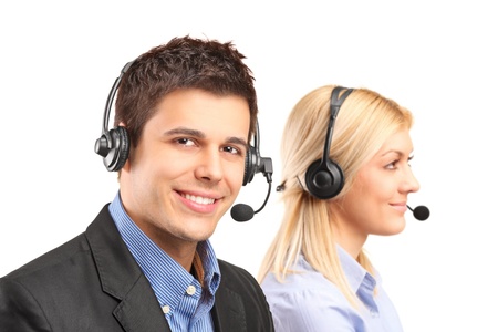Customer service operators isolated on white background Customer service operators isolated on white background