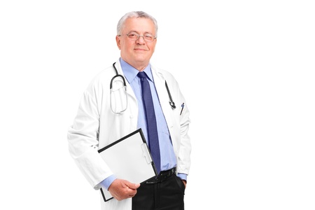 A mature healthcare professional posing isolated on white backgroundの写真素材