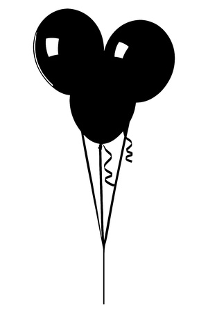 A silhouette of a bunch of balloons isolated against white backgroundのイラスト素材