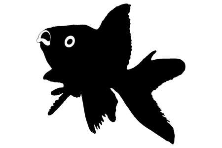 Silhouette of a fish isolated on white backgroundの写真素材
