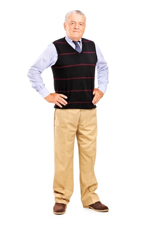 Full length of a mature male posing over white backgroundの写真素材