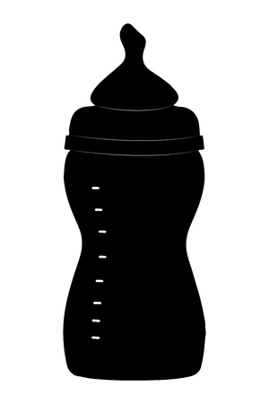 A silhouette of a baby feeding bottle isolated on white backgroundの写真素材