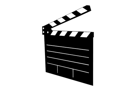 A silhouette of a movie clap isolated on white backgroundの写真素材