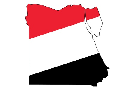 A silhouette of a map of Egypt with flag isolated on white backgroundの写真素材