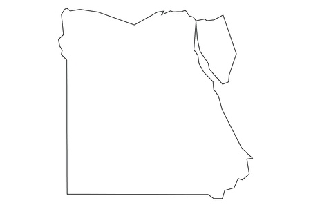 A silhouette of a map of Egypt isolated against white backgroundの写真素材