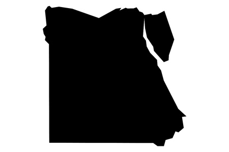 A silhouette of a map of Egypt isolated on white backgroundの写真素材