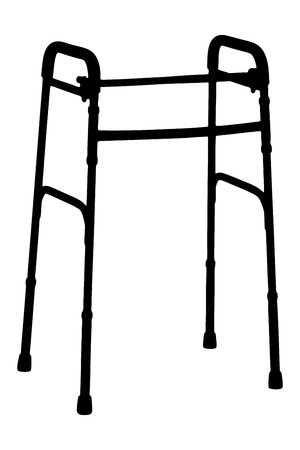 A silhouette of a walker, orthopedic equipment isolated on white backgroundの写真素材