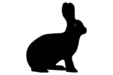 A silhouette of a rabbit isolated against white backgroundの写真素材